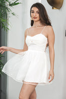 Load image into Gallery viewer, White A-Line Spaghetti Straps Short Graduation Dress