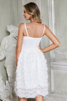 Load image into Gallery viewer, White Spaghetti Straps Corset Graduation Dress with Feather