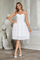 Load image into Gallery viewer, White Spaghetti Straps Corset Graduation Dress with Feather