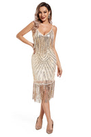 Load image into Gallery viewer, Blush Fringed Spaghetti Straps 1920s Gatsby Dress