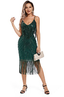 Load image into Gallery viewer, Blush Fringed Spaghetti Straps 1920s Gatsby Dress