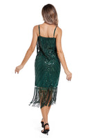 Load image into Gallery viewer, Blush Fringed Spaghetti Straps 1920s Gatsby Dress