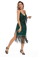 Load image into Gallery viewer, Blush Fringed Spaghetti Straps 1920s Gatsby Dress