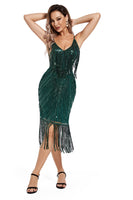 Load image into Gallery viewer, Blush Fringed Spaghetti Straps 1920s Gatsby Dress