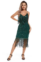 Load image into Gallery viewer, Blush Fringed Spaghetti Straps 1920s Gatsby Dress