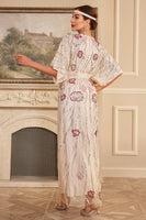 Load image into Gallery viewer, Glitter Black Batwing Sleeves Sequins Long 1920s Flapper Dress