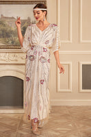 Load image into Gallery viewer, Glitter Black Batwing Sleeves Sequins Long 1920s Flapper Dress