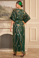 Load image into Gallery viewer, Glitter Black Batwing Sleeves Sequins Long 1920s Flapper Dress