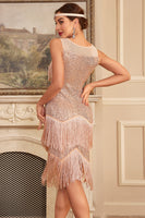 Load image into Gallery viewer, Glitter Black Green Sequins Fringes 1920s Gatsby Dress