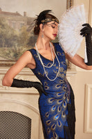 Load image into Gallery viewer, Sparkly Black Sequins Fringed 1920s Flapper Dress