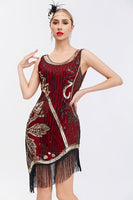 Load image into Gallery viewer, Beaded Black 1920s Dress with Fringes
