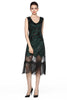 Load image into Gallery viewer, Sparkly Black Golden Fringed Flapper Dress