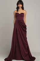Load image into Gallery viewer, Peacock Satin A Line Strapless Long Formal Dress with Slit