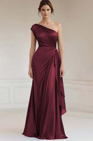 Load image into Gallery viewer, Grey Blue One Shoulder Sheath Long Formal Dress