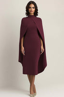 Load image into Gallery viewer, Burgundy High Neck Sheath Long Formal Dress with Shawl