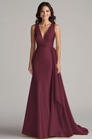 Load image into Gallery viewer, Champagne V-Neck Mermaid Satin Long Formal Dress