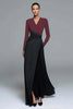 Load image into Gallery viewer, Black and White Patchwork Sheath Long Formal Dress with Sleeves