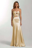 Load image into Gallery viewer, Sky Blue Mermaid Sweetheart Satin Cut Out Long Formal Dress