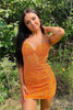 Load image into Gallery viewer, Pink Spaghetti Straps Bodycon Homecoming Dress with Appliques