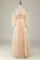 Load image into Gallery viewer, A Line Off The Shoulder A Line Prom Dress