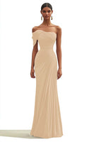 Load image into Gallery viewer, Dark Green Chiffon One Shoulder Long Formal Dress with Full Pleated