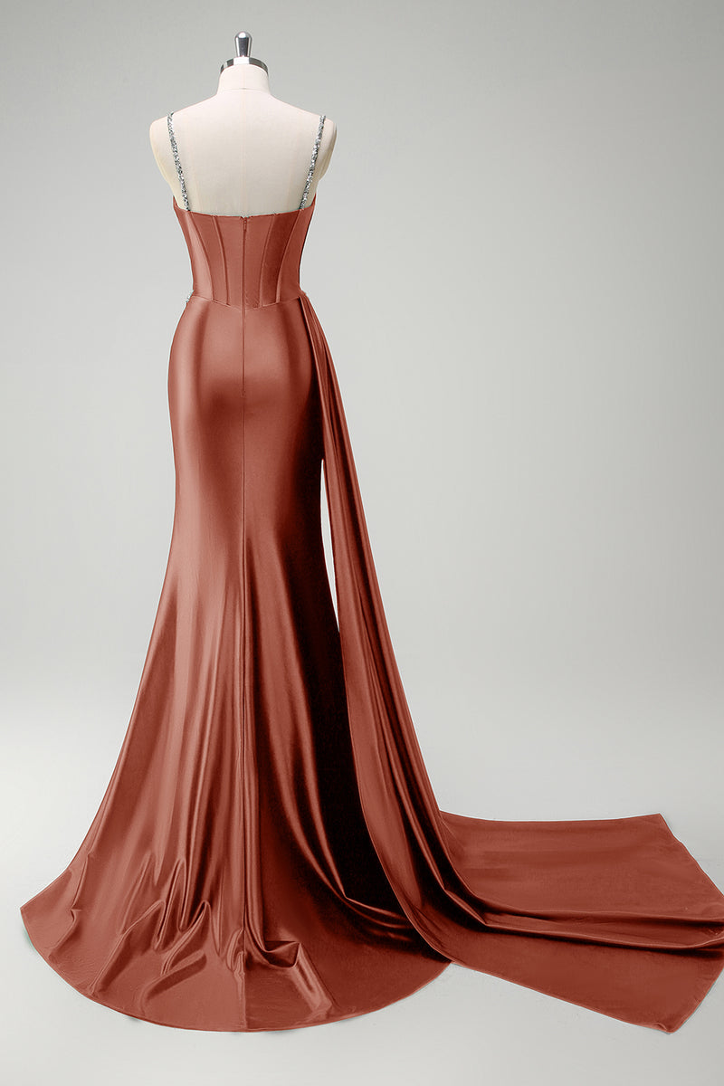 Load image into Gallery viewer, Sparkly Dark Green Sequined Corset Long Satin Prom Dress