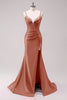 Load image into Gallery viewer, Sparkly Black Corset Spaghetti Straps Prom Dress with Slit
