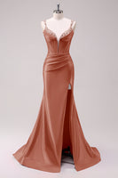 Load image into Gallery viewer, Sparkly Black Corset Spaghetti Straps Prom Dress with Slit