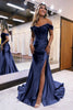 Load image into Gallery viewer, Royal Blue Mermaid Off The Shoulder Court Train Long Prom Dress With Split