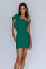 Load image into Gallery viewer, White Sheath Satin One Shoulder Graduation Dress with Bow