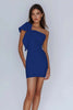 Load image into Gallery viewer, White Sheath Satin One Shoulder Graduation Dress with Bow