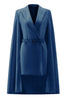 Load image into Gallery viewer, White Satin Bodycon Peak Lapel Short Work Blazer Dress with Cape
