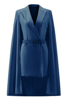 Load image into Gallery viewer, White Satin Peak Lapel Cape Short Work Blazer Dress