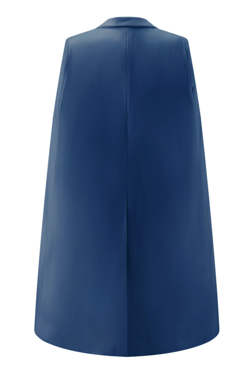 Load image into Gallery viewer, White Satin Peak Lapel Cape Short Work Blazer Dress
