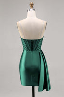 Load image into Gallery viewer, Sparkly Navy Satin Short Corset Homecoming Dress with Beading