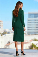 Load image into Gallery viewer, Black Peak Lapels Double Breasted Pencil Midi Blazer Dress