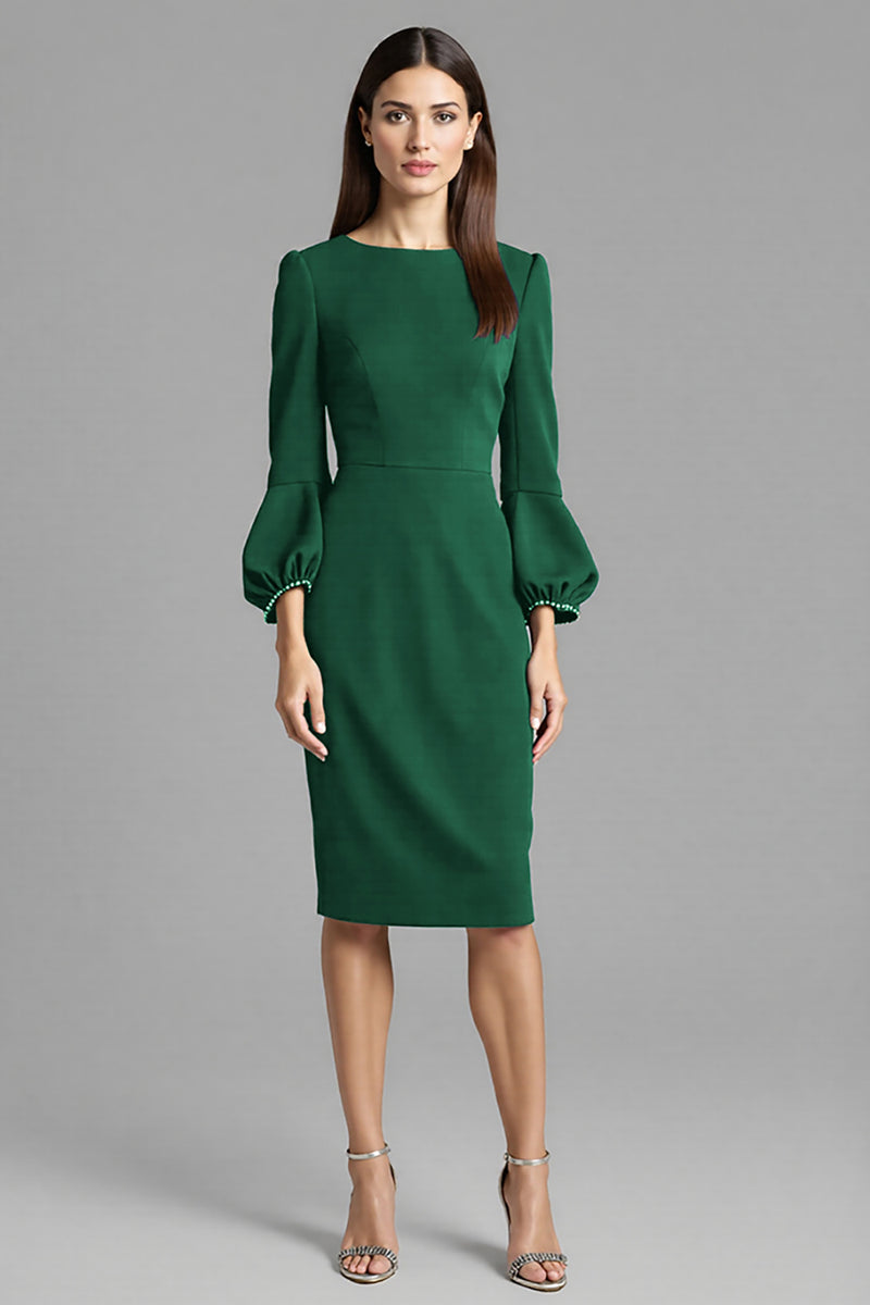 Load image into Gallery viewer, Royal Blue Satin Bodycon Bateau Neck Midi Work Dress