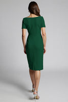 Load image into Gallery viewer, Champagne Bodycon Ruffled Midi Satin Work Dress with Slit