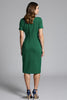 Load image into Gallery viewer, Navy Bodycon Ruched Midi Satin Work Dress