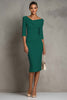 Load image into Gallery viewer, Simple Ivory Ruched Pencil Half Sleeves Midi Work Dress with Slit