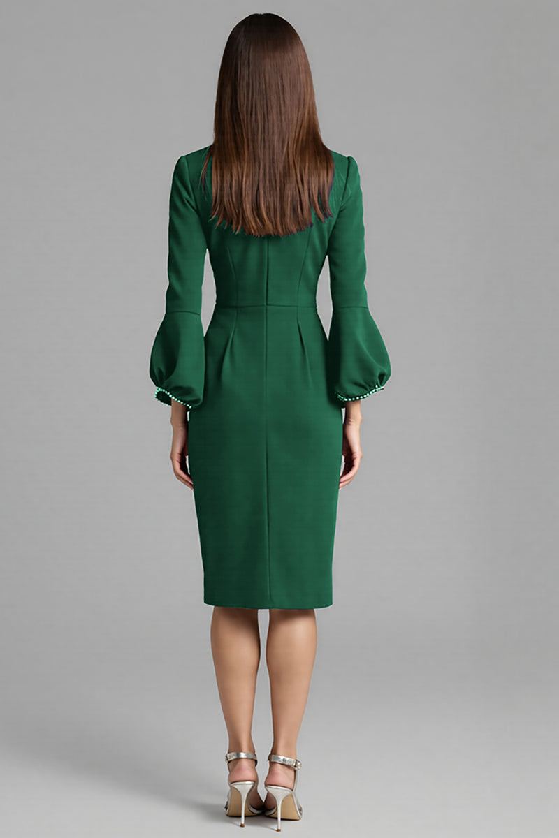 Load image into Gallery viewer, Royal Blue Satin Bodycon Bateau Neck Midi Work Dress
