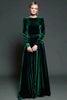 Load image into Gallery viewer, Simple Dark Purple A Line Velvet Long Holiday Party Dress with Sleeves