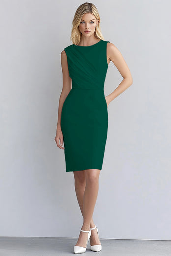 Ivory Bodycon Sleeveless Ruched Short Work Dress