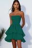 Load image into Gallery viewer, Sky Blue A Line Chiffon Ruched Strapless Short Cocktail Dress with Ruffles