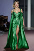 Load image into Gallery viewer, Golden Metallic A Line Cold Shoulder Long Gala Dress with Slit
