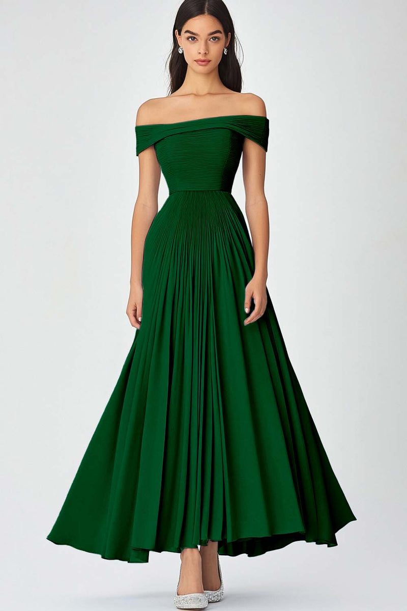 Load image into Gallery viewer, Off the Shoulder A Line Red Chiffon Long Formal Dress
