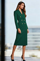 Load image into Gallery viewer, Black Peak Lapels Double Breasted Pencil Midi Blazer Dress