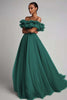Load image into Gallery viewer, Dusty Sage Tulle A Line Long Formal Dress with Ruffles