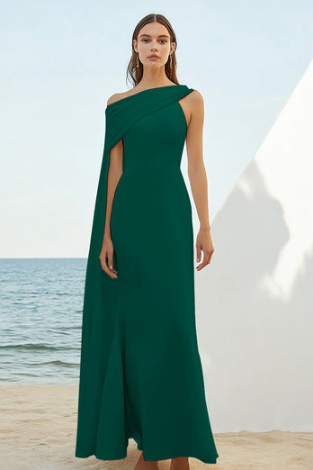 White Chiffon Sheath Asymmetrical Rehearsal Dinner Dress