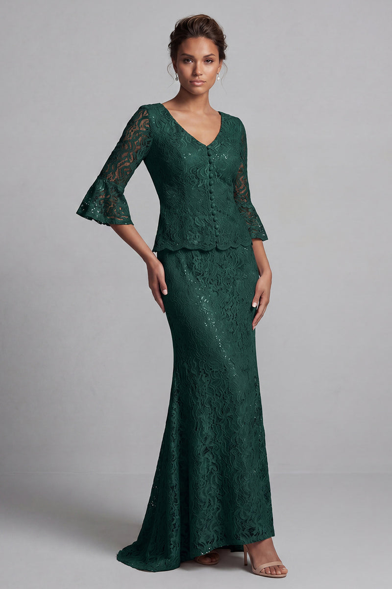 Load image into Gallery viewer, Champagne Mermaid Scoop Long Mother of the Bride Dress with Jacket